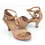 <transcy>Zapatos de baile de salsa de salón de baile latino para mujer con purpurina dorada, fiesta de boda</transcy>