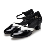 Jazz Salsa Indoor Social Latin Dance Shoes for Dancing Women Girl Retro British Stylish Sandals Black