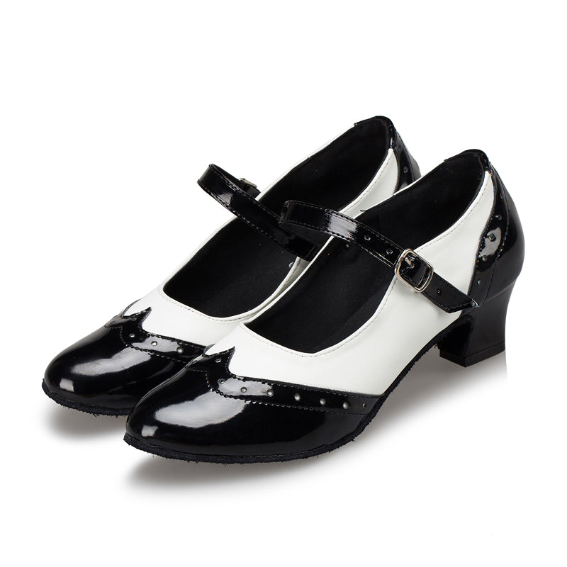 Indoor Social Latin Dance Shoes for Jazz Salsa Dancing Women Girl Retro British Stylish Sandals Black
