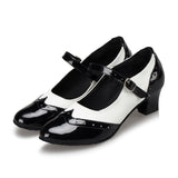 <transcy>Zapatos de baile latino social para interiores para jazz, salsa, baile, mujer, niña, retro, británico, elegante, sandalias, negro</transcy>