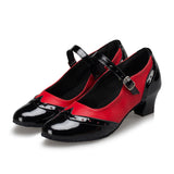 <transcy>Zapatos de baile latino social para interiores para jazz, salsa, baile, mujer, niña, retro, británico, elegante, sandalias, negro</transcy>
