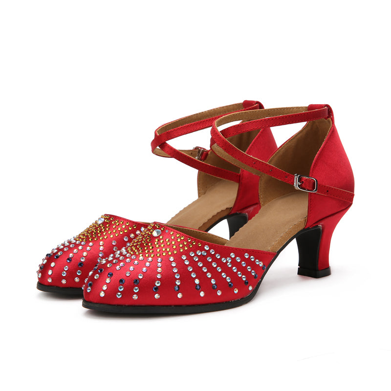 <transcy>Zapatos de baile modernos con diamantes de imitación para mujer, zapatos de baile de salsa de salón latino para mujer, de alta calidad</transcy>