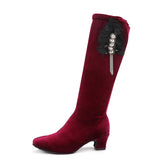 Women Latin Ballroom Salsa Dance Shoes Boots Red Black