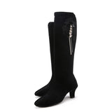 Women Latin Ballroom Salsa Dance Shoes Boots Red Black