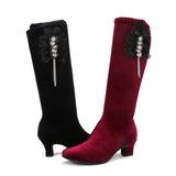 Women Latin Ballroom Salsa Dance Shoes Boots Red Black