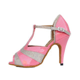 Fashion Cute Girl Latin Dance Shoes PU Women Tango Ballroom Salsa Dancing Shoes Pink Black