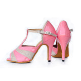Fashion Cute Girl Latin Dance Shoes PU Women Tango Ballroom Salsa Dancing Shoes Pink Black