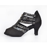 Peep Toe Women Latin Ballroom Salsa Dance Shoes Custom Black Professional Dance Shoes
