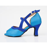<transcy>Satin Blue Women Latin Ballroom Salsa Dance Shoes Descuento en línea Zapatos de baile Sandalias</transcy>
