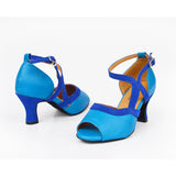 Satin Blue Women Latin Ballroom Salsa Dance Shoes Online Discount Dance Shoes Sandals