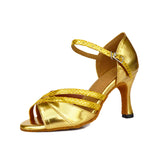 <transcy>Zapatos de baile latino para niñas para mujer, zapatos de baile de salón de Tango para mujer, zapatos de salsa de satén marrón dorado</transcy>
