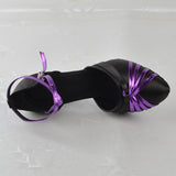 Black Women Latin Dance Shoes Satin Ballroom Salsa Dance Shoes