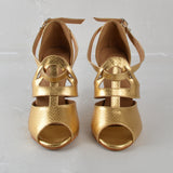 Yellow PU Latin Ballroom Salsa Tango Dance Shoes For Women Girls Teachers
