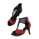 <transcy>Botas de baile de salón social Zapatos de baile de tango de salsa latina para mujer con leopardo</transcy>
