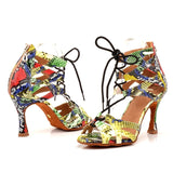 Dancing Shoes PU Snake Texture Salsa Women's Latin Shoes Dance Boots Adjustable