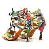 Dancing Shoes PU Snake Texture Salsa Women's Latin Shoes Dance Boots Adjustable