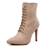 Salsa Jazz Ballroom Indoor Latin Dance Shoes for Women Dancing Girl High Heels Flock Professional Boots
