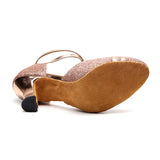Glitter Women Modern Dance Shoes Red Golden Round Closed Toe Latin Ballroom Tango Waltz Dancing Shoes