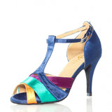 <transcy>Zapatos de baile latino coloridos | Zapatos de salsa de salón de satén | Alta calidad | Danceshoesmart</transcy>