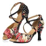 Flower Women Dance Shoes | Rhinestone | Latin Ballroom Dance Shoes | Danceshoesmart