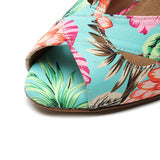 Blue Red Flower Dance Shoes Satin Soft Bottom Latin Ballroom Salsa Dancing Shoes For Women Girls