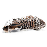 Women Latin Ballroom Dance Shoes Boots Customized High Heels Zipper Lace Up Tango Salsa Dancing Shoes