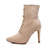 Salsa Jazz Ballroom Indoor Latin Dance Shoes for Women Dancing Girl High Heels Flock Professional Boots