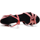 Red Rhinestone Ballroom Latin Dance Shoes Soft Sole Women Professional Plus Size Salsa Waltz Dancing Shoes