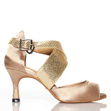 Salsa Latin Dance Shoes For Women | Gold Black Ballroom Shoes | Suede Sole | Danceshoesmart
