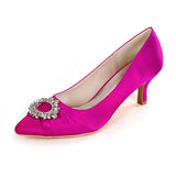 Women Bridal Wedding Shoes Satin Rhinestone Crystal Pumps Stiletto High Heel