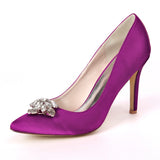 Women's Shoes Pumps Closed Point Toe 9.5CM High Heels Stiletto Buckle Rhinestone Wedding Shoes