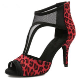 <transcy>Botas de baile de salón social Zapatos de baile de tango de salsa latina para mujer con leopardo</transcy>