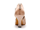 <transcy>Zapatos de baile latino de tacón personalizados | Zapatos de baile de salón con diamantes de imitación para mujer | Cremallera de suela de gamuza | Danceshoesmart</transcy>