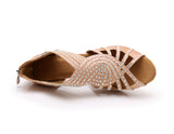 <transcy>Zapatos de baile latino de tacón personalizados | Zapatos de baile de salón con diamantes de imitación para mujer | Cremallera de suela de gamuza | Danceshoesmart</transcy>