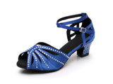 Blue Black Women Dance Shoes | Salsa Rhinestone Ballroom Dance Shoes Shining | Salsa Party Shoes | Danceshoesmart