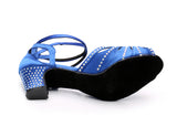 <transcy>Синие черные женские танцевальные туфли | Обувь для бальных танцев Сальса со стразами Сияние | Туфли для сальсы | Danceshoesmart</transcy>
