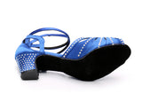 Blue Black Women Dance Shoes | Salsa Rhinestone Ballroom Dance Shoes Shining | Salsa Party Shoes | Danceshoesmart