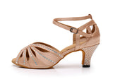 Rhinestone Women Dance Shoes | Satin Latin Ballroom Dance Shoes | Customized Professional Salsa Shoes | Danceshoesmart