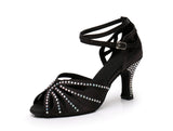 Blue Black Women Dance Shoes | Salsa Rhinestone Ballroom Dance Shoes Shining | Salsa Party Shoes | Danceshoesmart