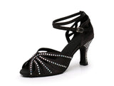 <transcy>Синие черные женские танцевальные туфли | Обувь для бальных танцев Сальса со стразами Сияние | Туфли для сальсы | Danceshoesmart</transcy>