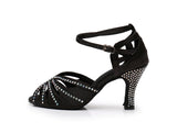 Blue Black Women Dance Shoes | Salsa Rhinestone Ballroom Dance Shoes Shining | Salsa Party Shoes | Danceshoesmart