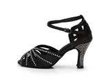 <transcy>Azul Negro Mujer Zapatos de baile | Zapatos de baile de salón con diamantes de imitación de salsa brillantes Zapatos de fiesta de salsa | Danceshoesmart</transcy>