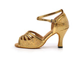 Glitter Latin Ballroom Dance Shoes | Gold Dance Shoes For Women | Salsa Shoes | Danceshoesmart