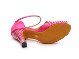 Satin Women's Dance Shoes | Pink Latin Ballroom Dance Shoes | Rhinestone Salsa Shoes | Danceshoesmart