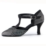 <transcy>Zapatos de baile latino para mujer | Zapatos de salsa de salón de diamantes de imitación | Tacón personalizado | Danceshoesmart</transcy>