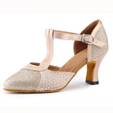 Ladies Latin Dance Shoes | Rhinestone Ballroom Salsa Shoes | Customized Heel | Danceshoesmart