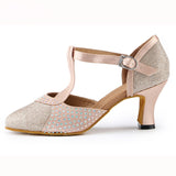 Ladies Latin Dance Shoes | Rhinestone Ballroom Salsa Shoes | Customized Heel | Danceshoesmart