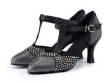 Ladies Latin Dance Shoes | Rhinestone Ballroom Salsa Shoes | Customized Heel | Danceshoesmart