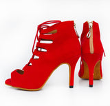 <transcy>Zapatos rojos de baile latino | Zapatos de baile de salsa con suela de gamuza | Zapatos de baile de terciopelo para mujer | Danceshoesmart</transcy>