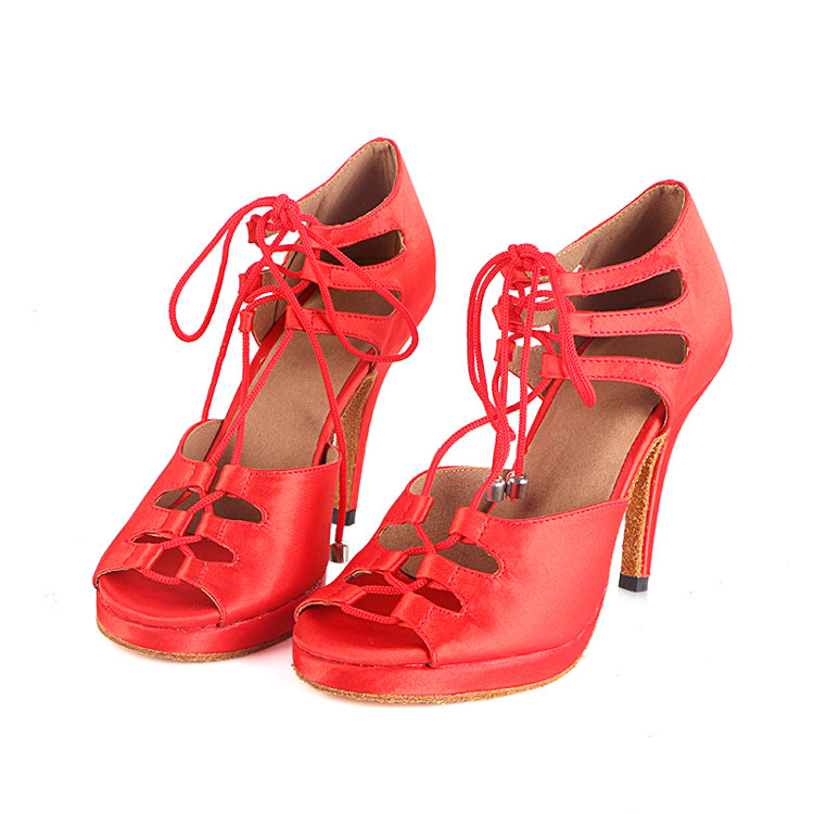 <transcy>Женская обувь для латинских танцев | Красные туфли для бальных танцев сальсы | Туфли на платформе</transcy>